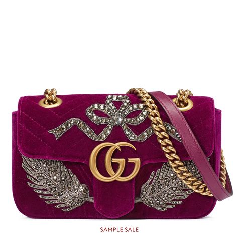 gucci gg marmont embroidered velvet bag itpurse